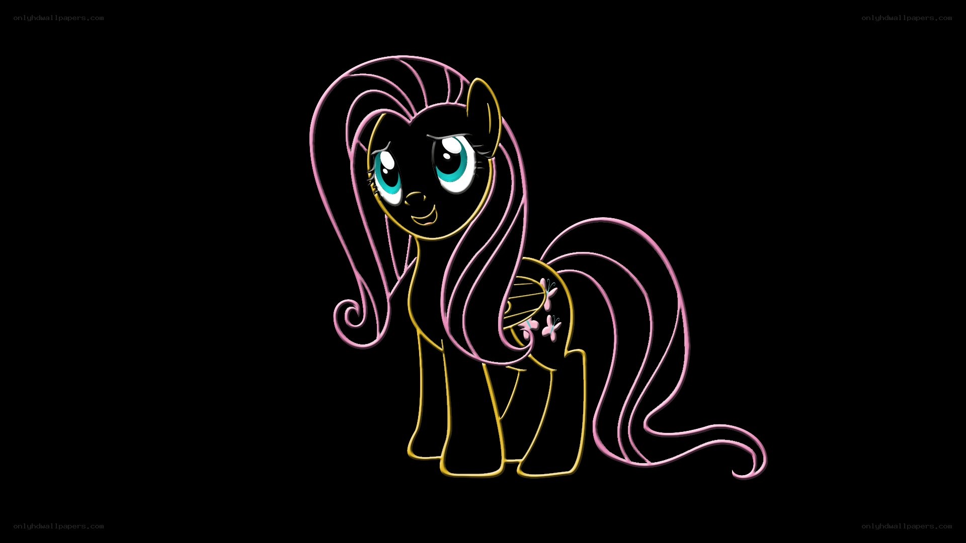 Fluttershy neon outline