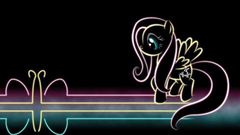 Fluttershy Neon Outline — Black