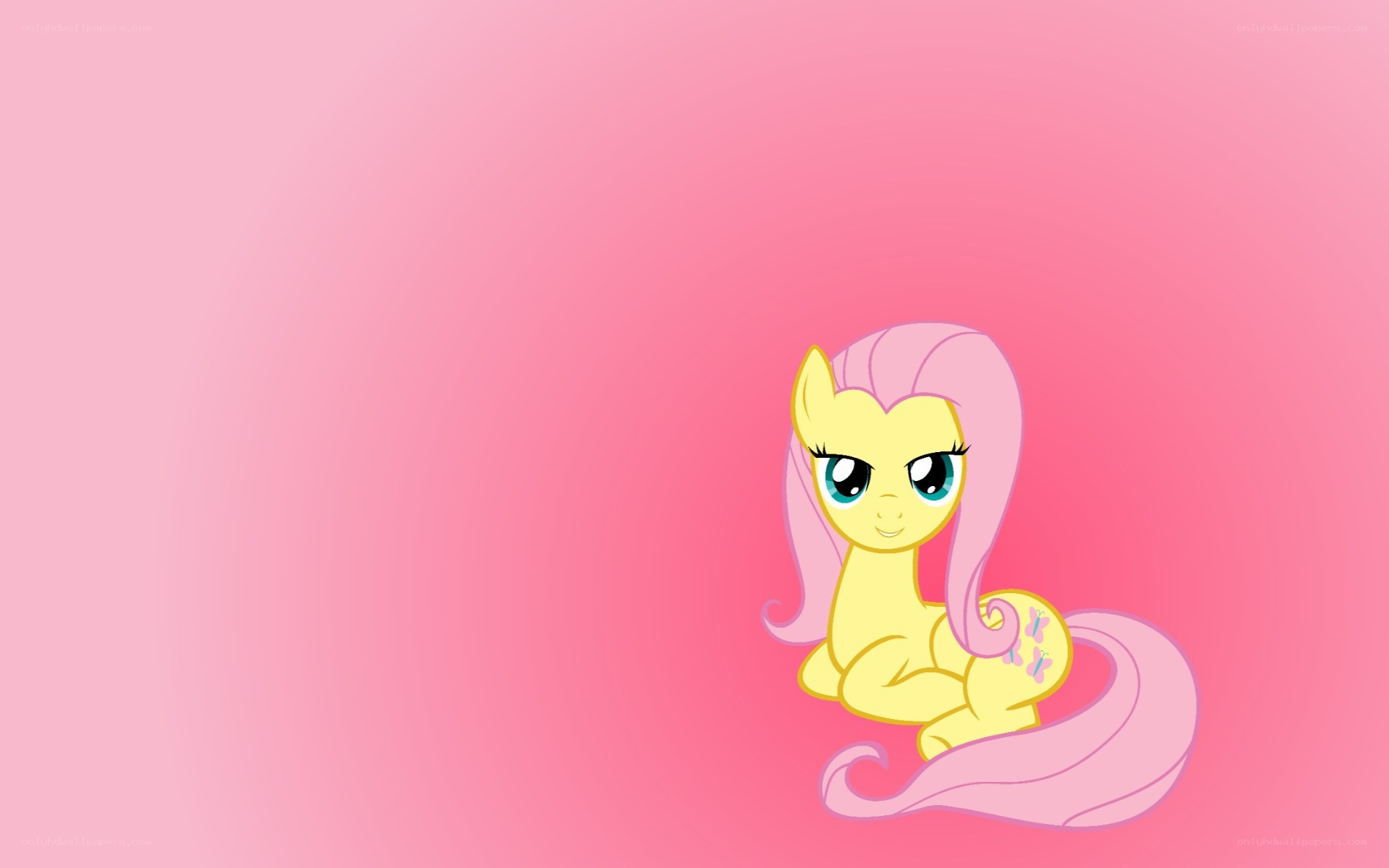 Fluttershy on pink background