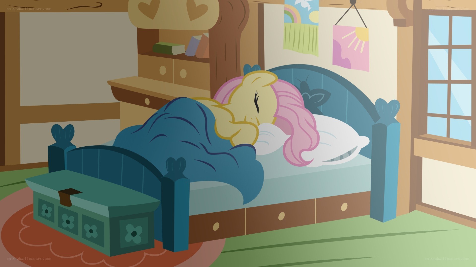 Fluttershy sleeping in her room