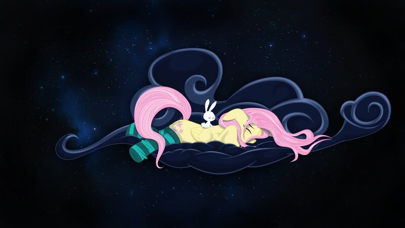 Fluttershy sleeping in space