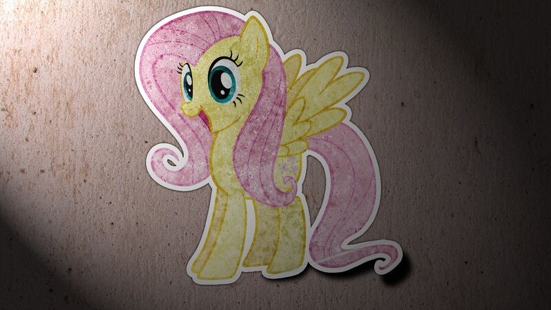 Fluttershy sticker on wall