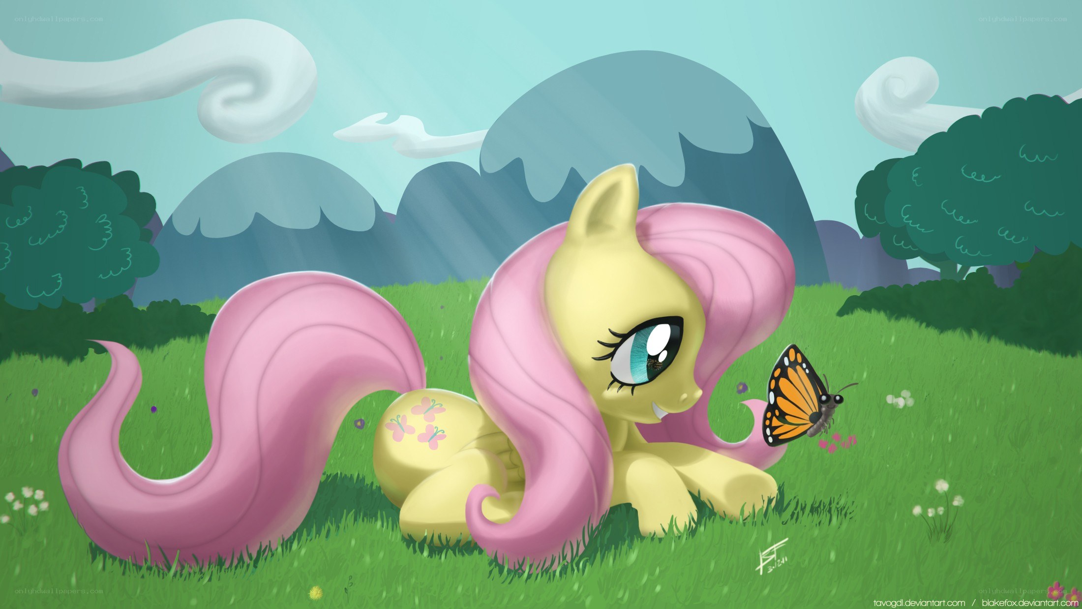 Fluttershy with a butterfly
