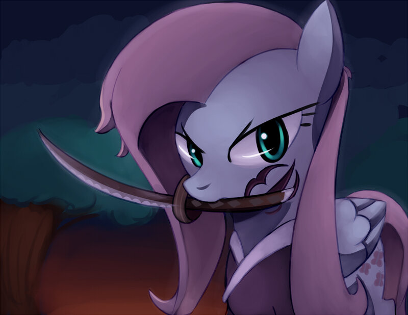 Fluttershy with a sword