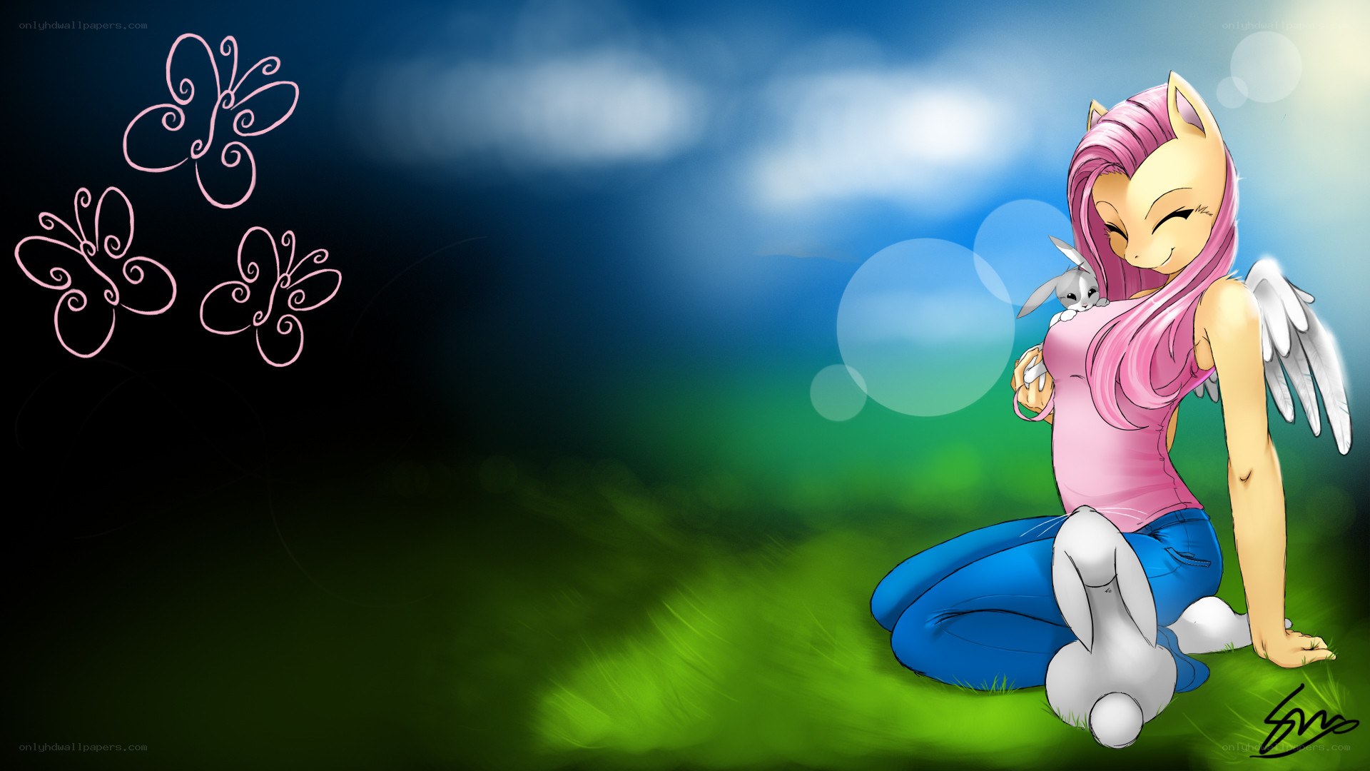 Fluttershy with bunnies