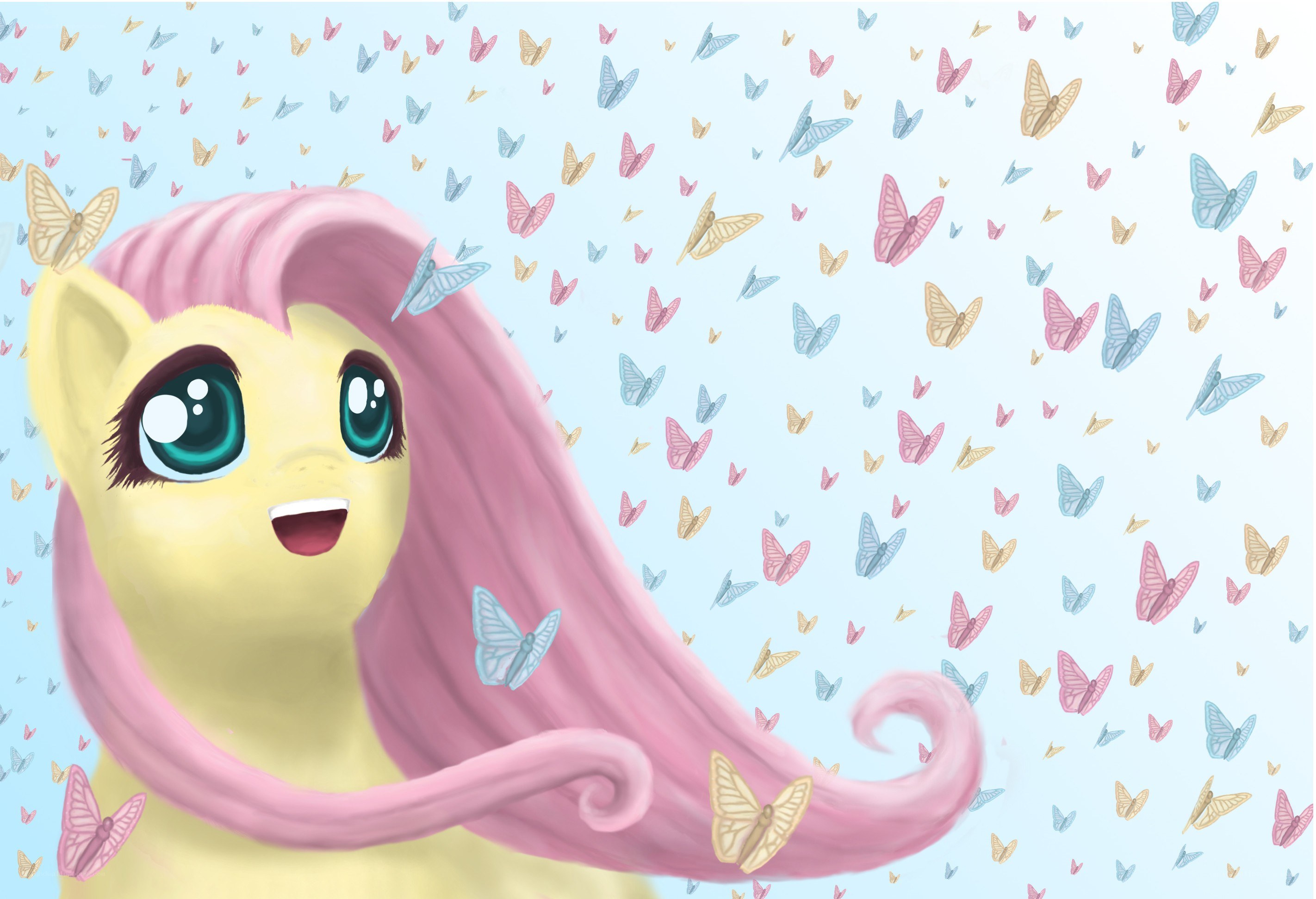 Fluttershy with butterflies