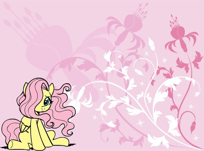 Fluttershy with floral background