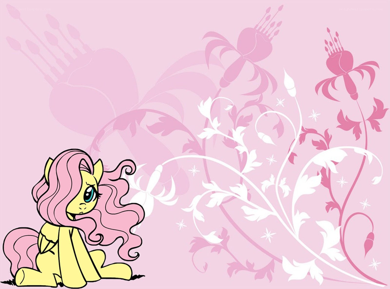 Fluttershy with floral background