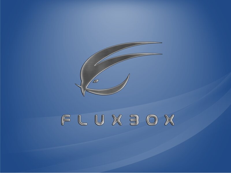 Fluxbox logo on blue background