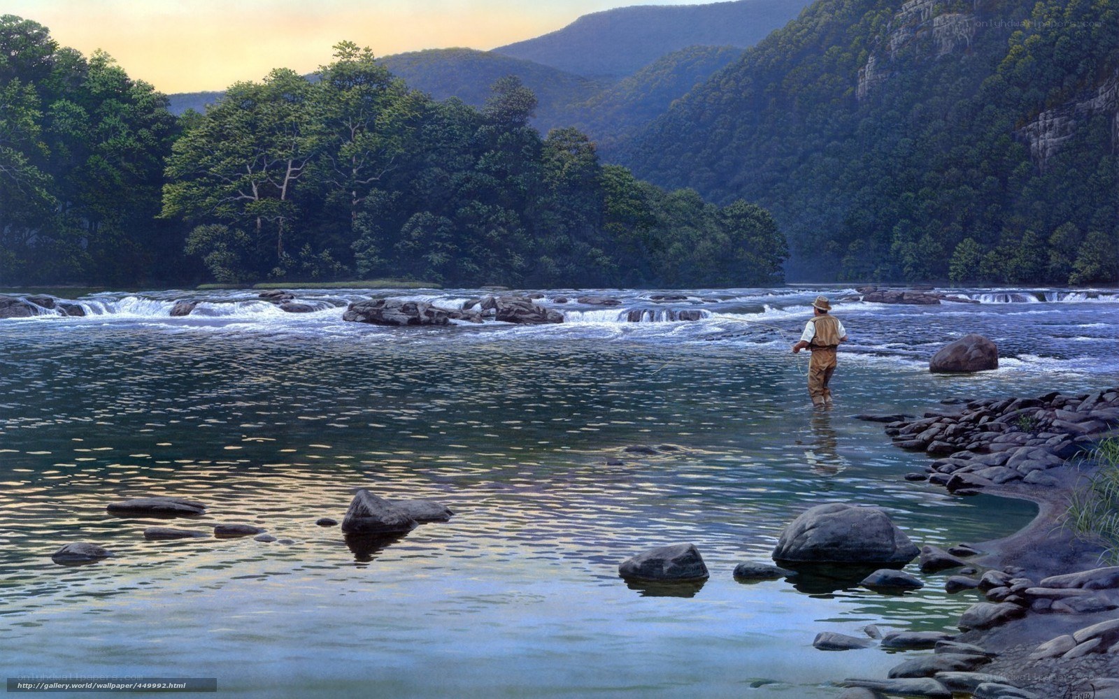 Fly fisherman in a mountain river
