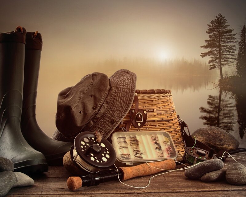 Fly fishing gear by the lake