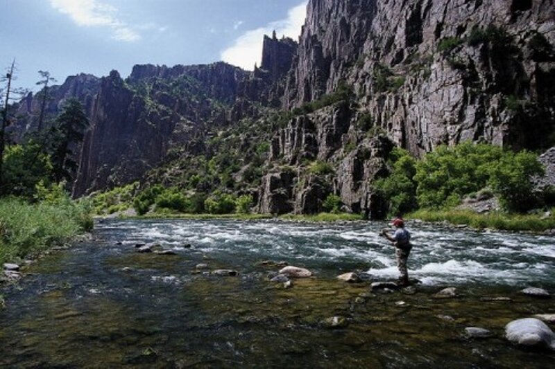 Fly fishing in a mountain river