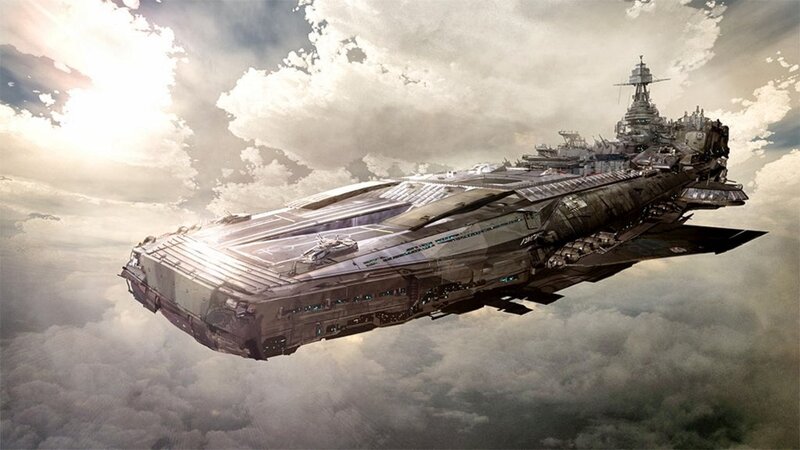 Flying Aircraft Carrier — Gray, Dramatic, Afternoon