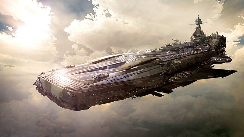 Flying Aircraft Carrier — Gray, Dramatic