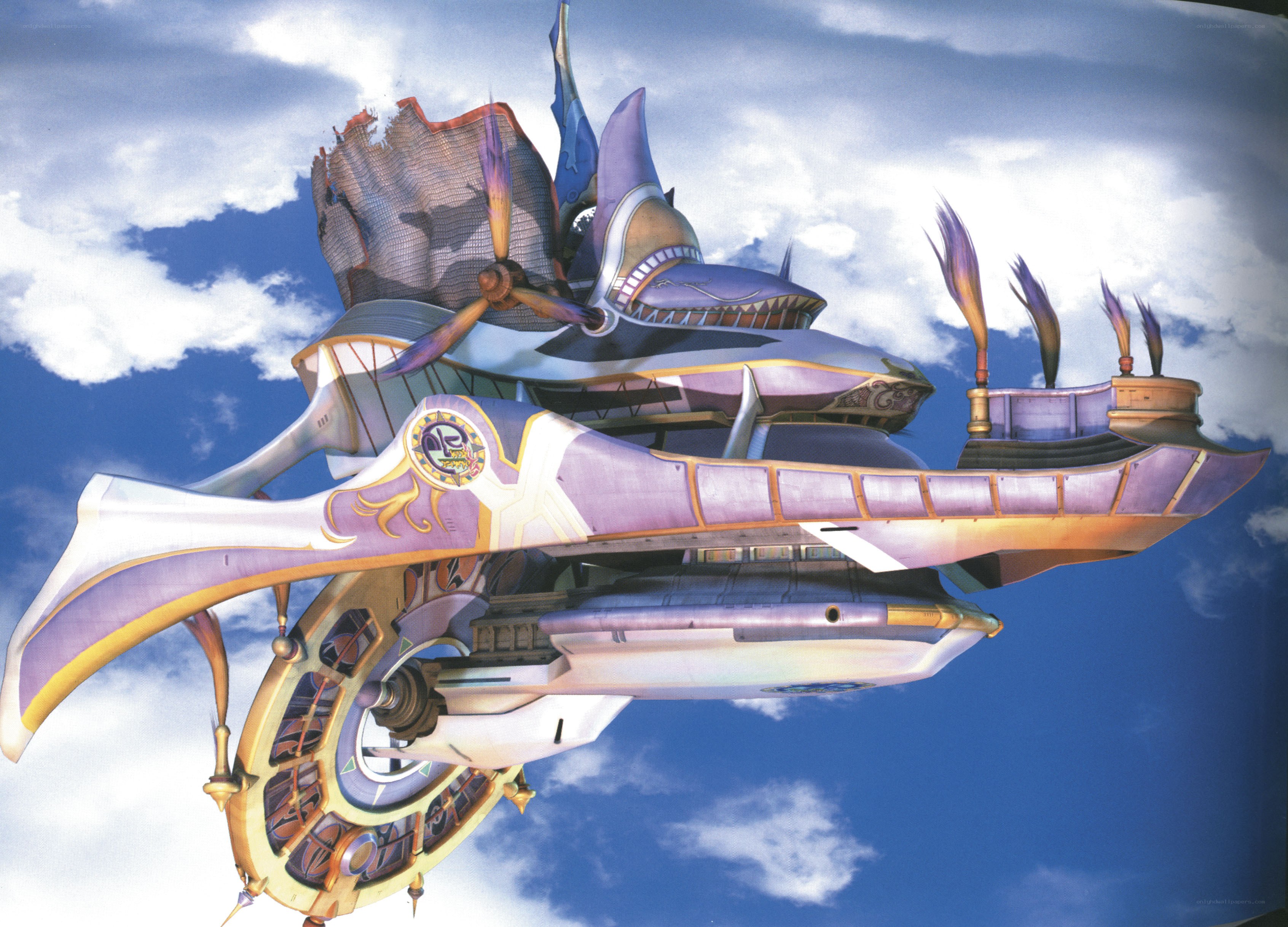 flying airship in the sky