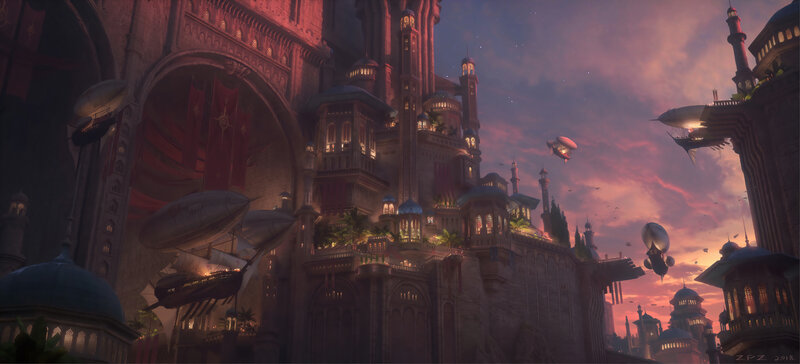Flying Airships over City