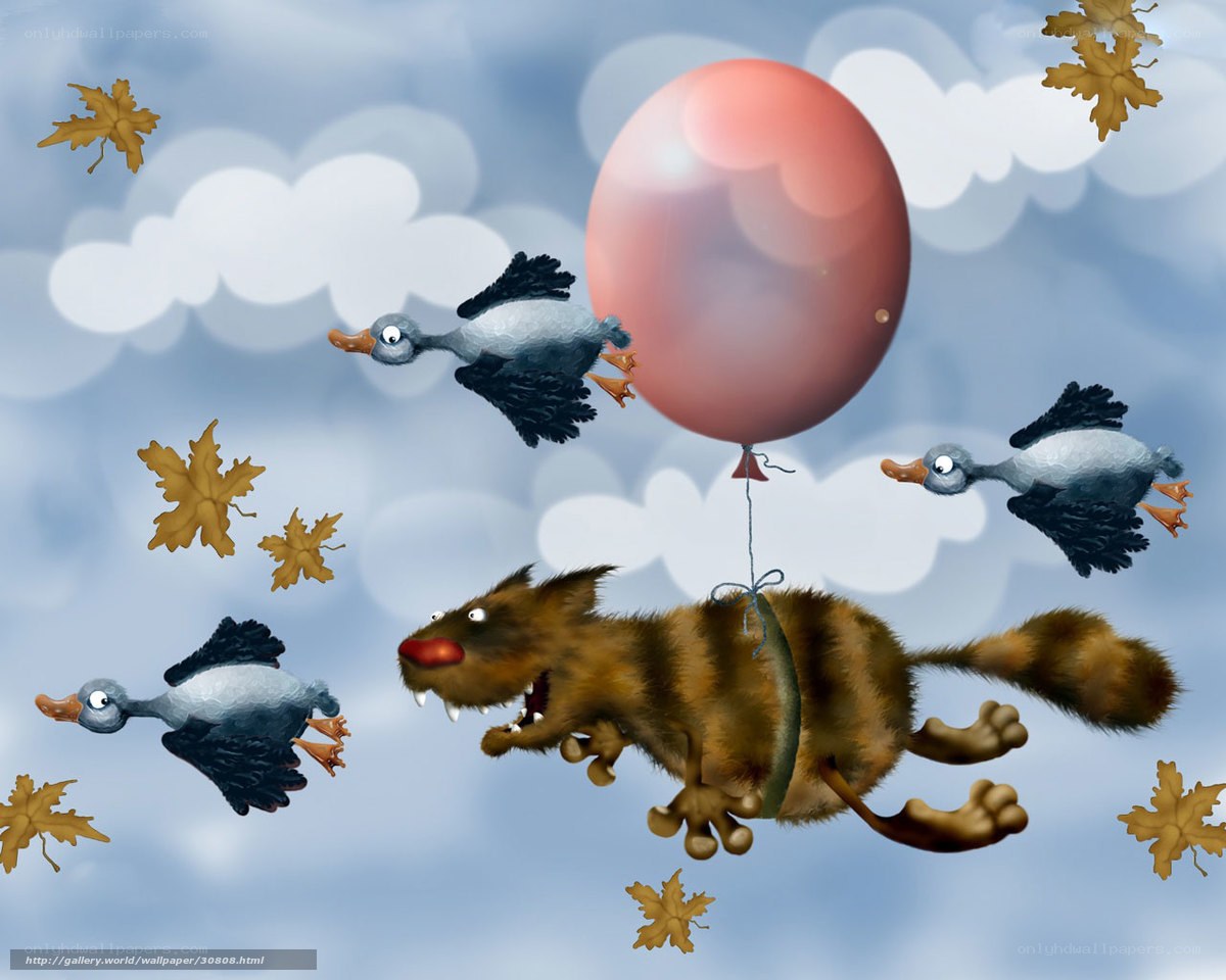 Flying animal with balloon
