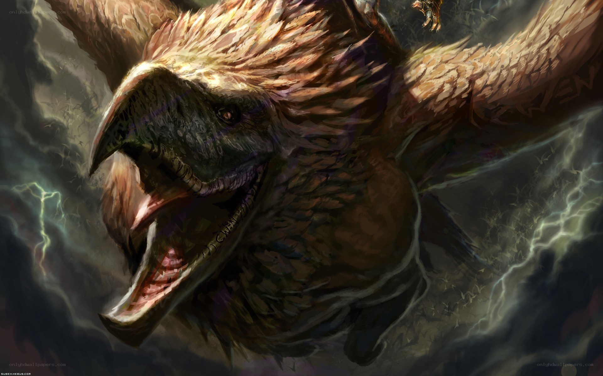flying beast in storm