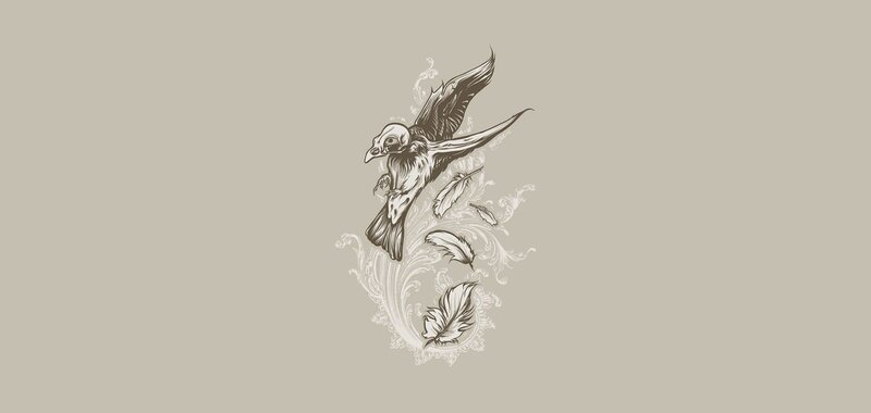 Flying Bird with Feathers — Gray