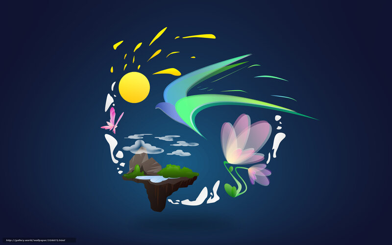 Flying Bird with Island