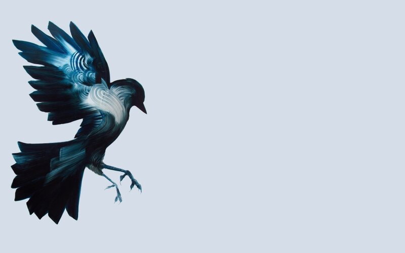 Flying Bird with Patterned Wings — Blue