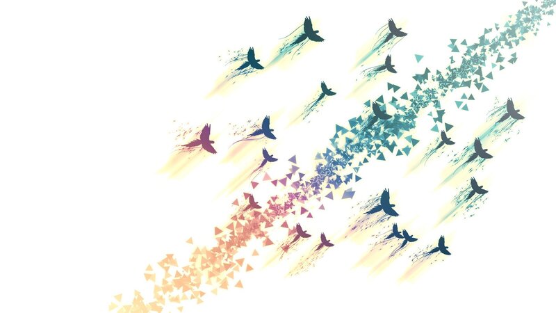Flying Birds Forming a Stream