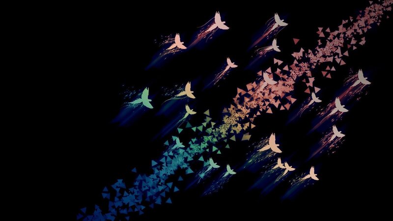 Flying Birds in Formation — Black, Dramatic
