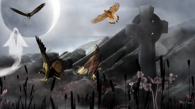 Flying Birds in Graveyard