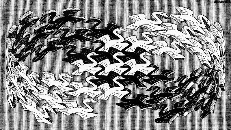 Flying Birds Pattern — Black, Abstract