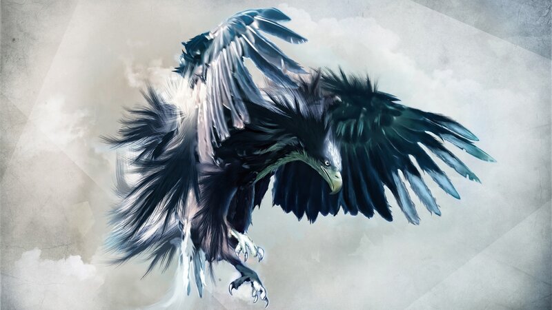 Flying Black Eagle — Dramatic, Digital Art