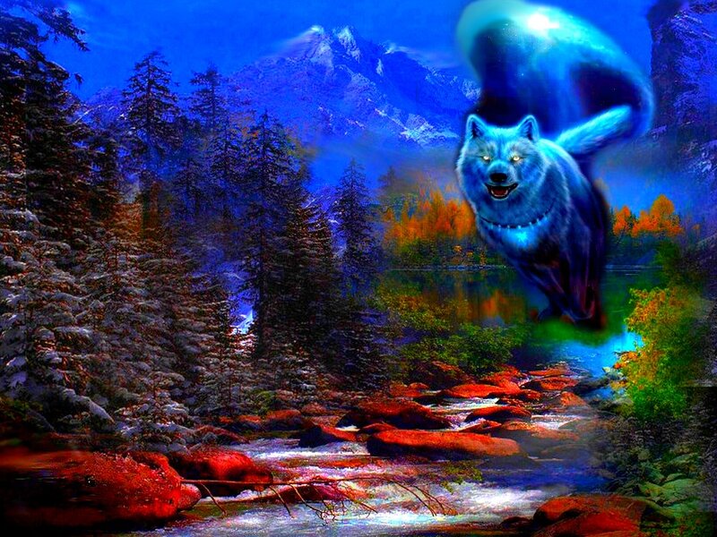 Flying Blue Wolf