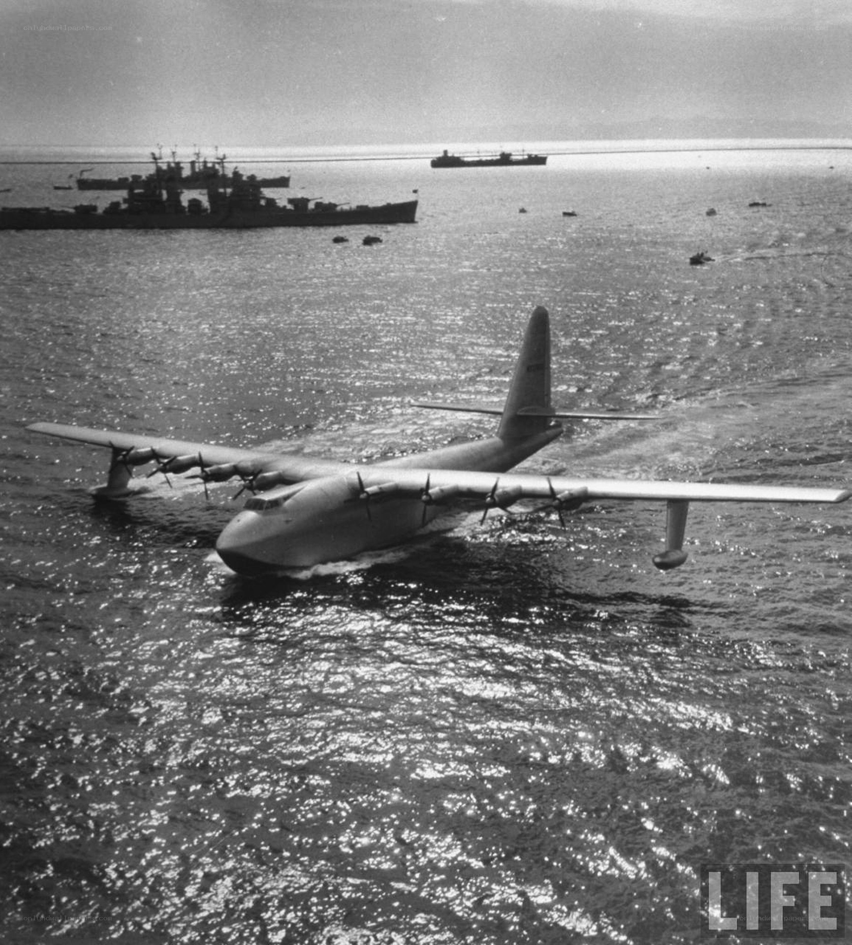 Flying boat on water surface