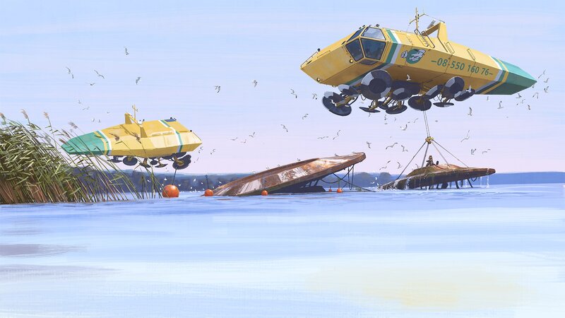 Flying Boats Lifting Wreckage