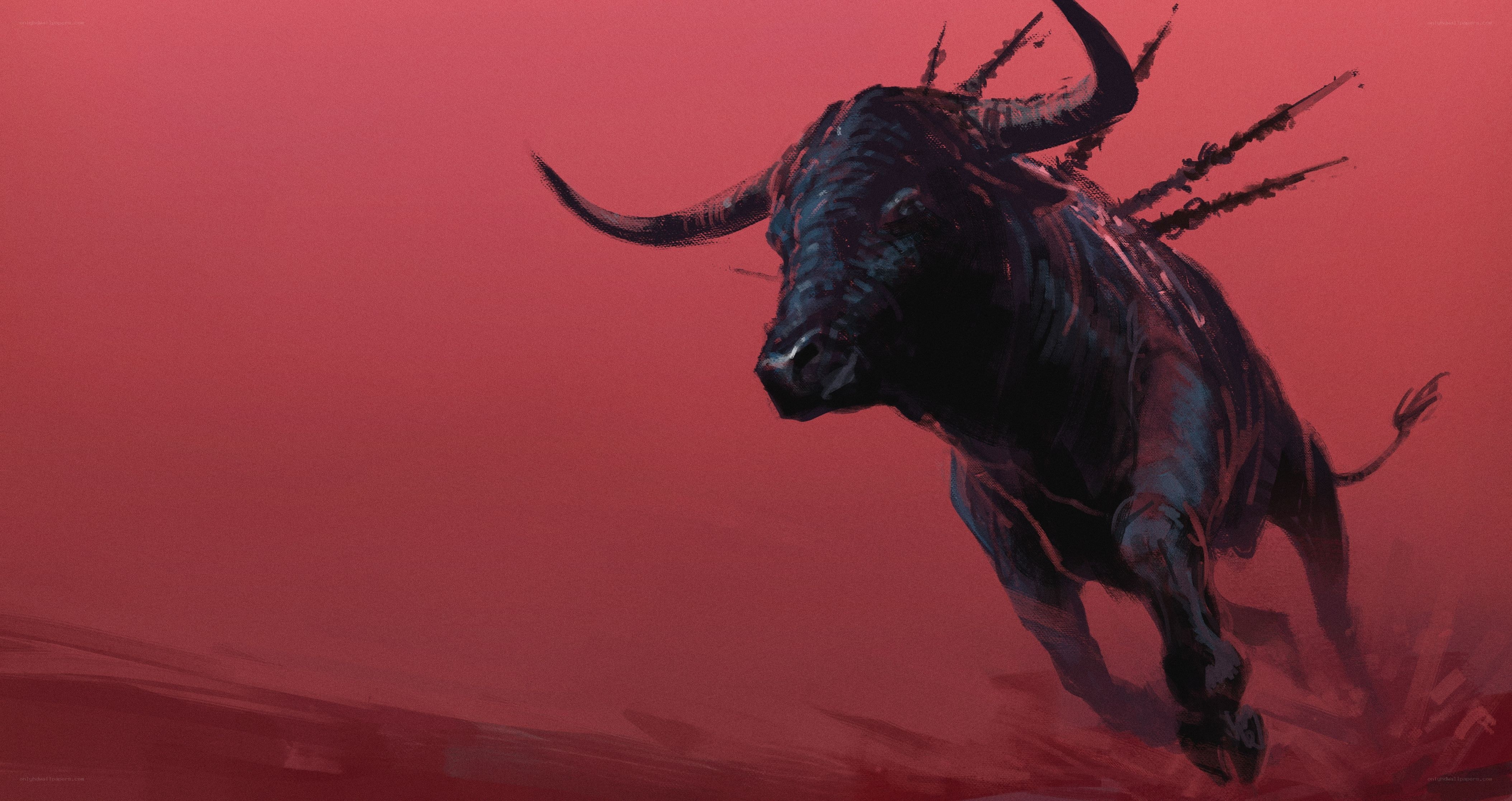 flying bull with spikes