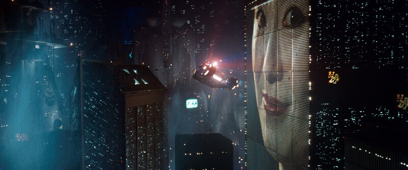 Flying Car in City — Black, Dystopian, Night