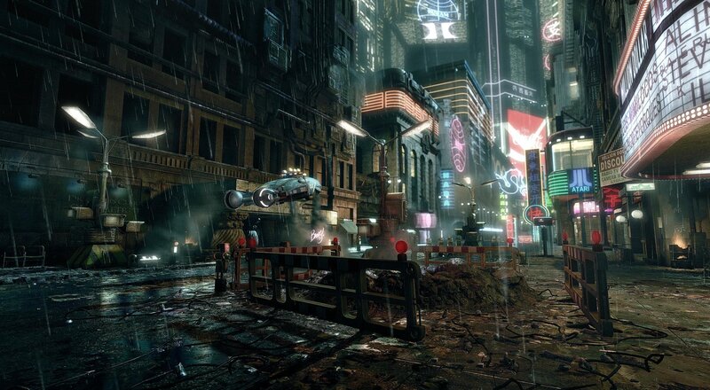 Flying Car in City — Black