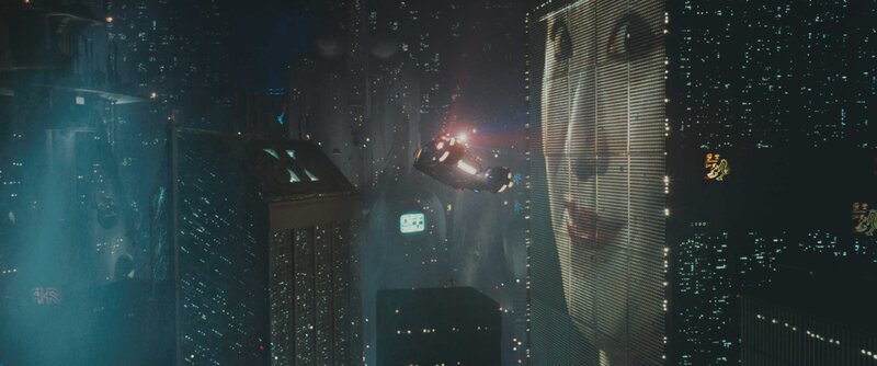 flying car in cyberpunk city