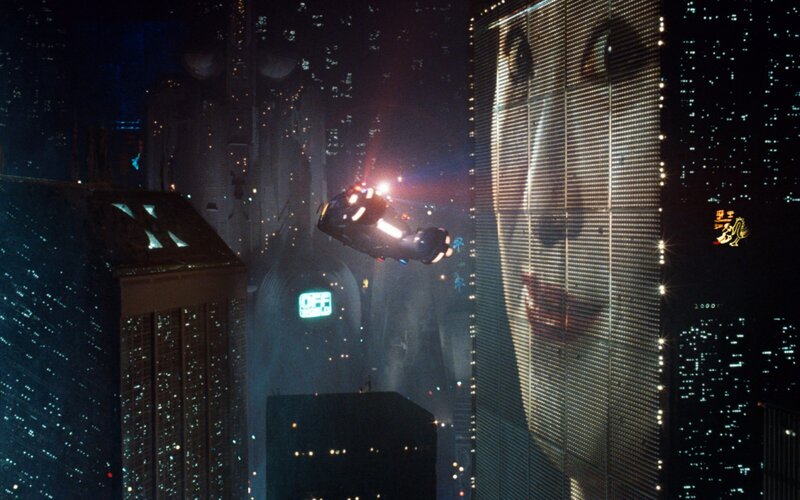 flying car in cyberpunk city
