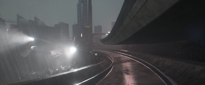 Flying Car in Rain