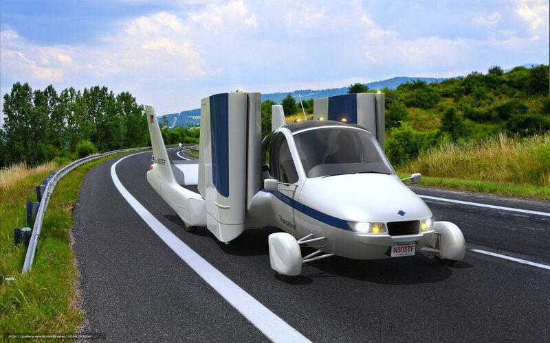 flying car on a road