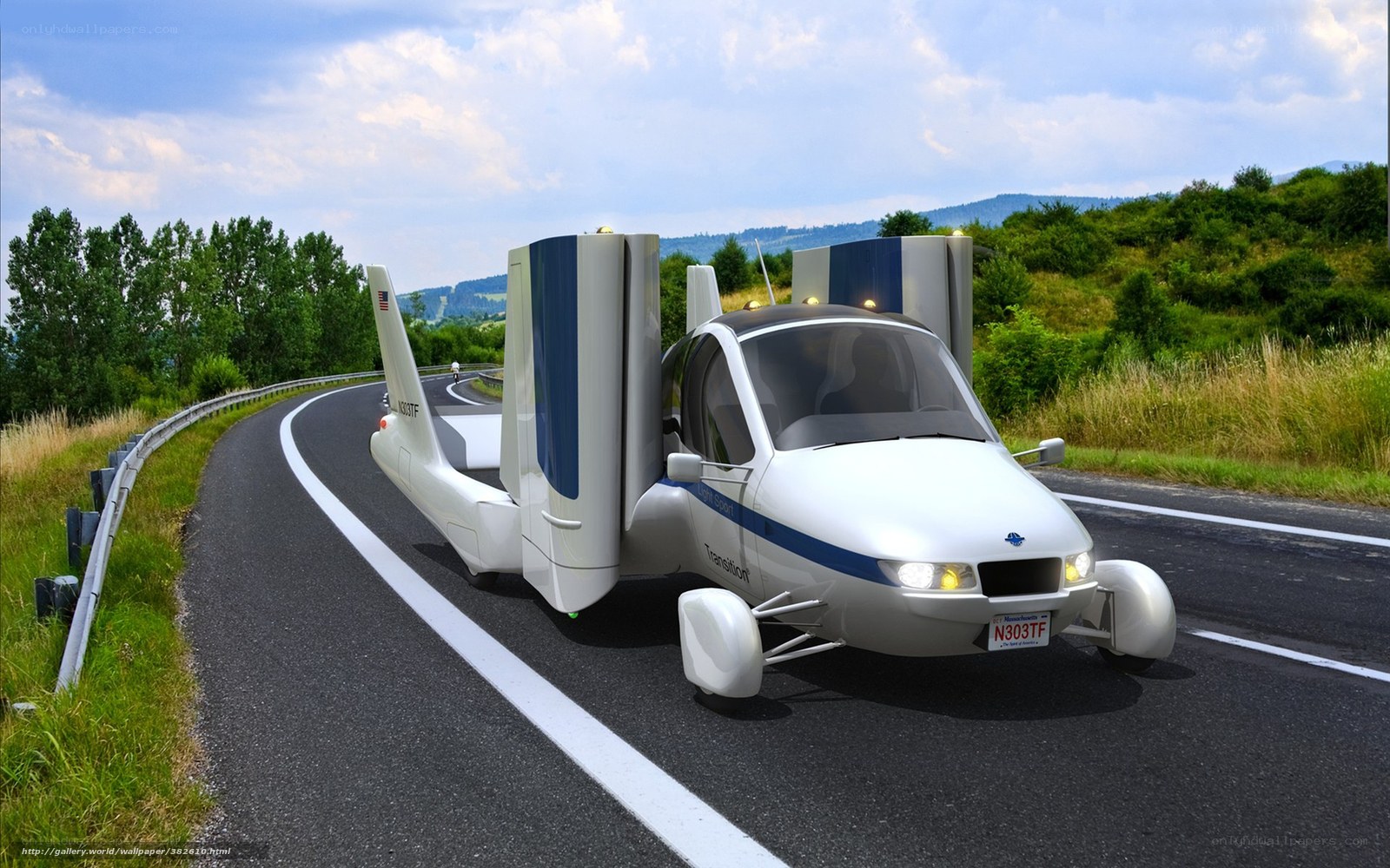 flying car on a road