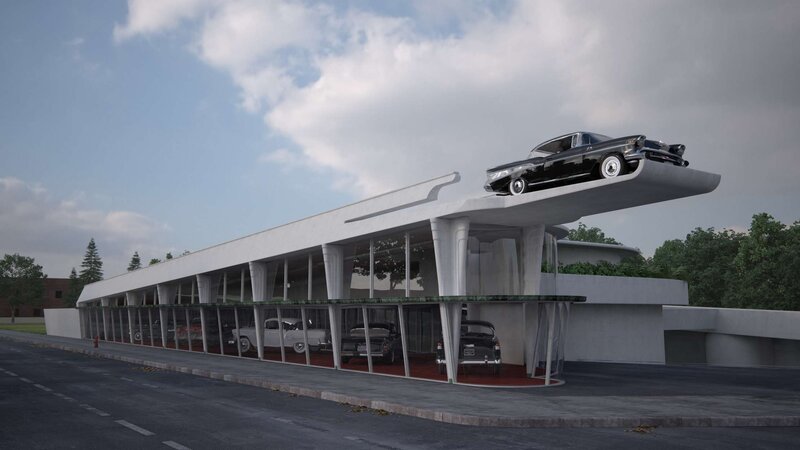 Flying Car on Building