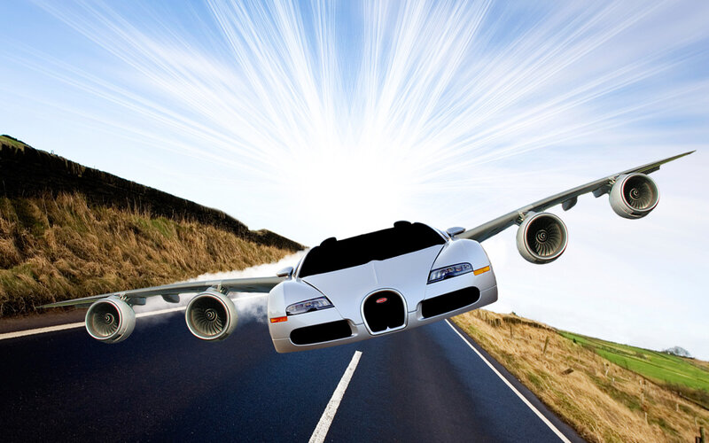 Flying Car with Airplane Wings