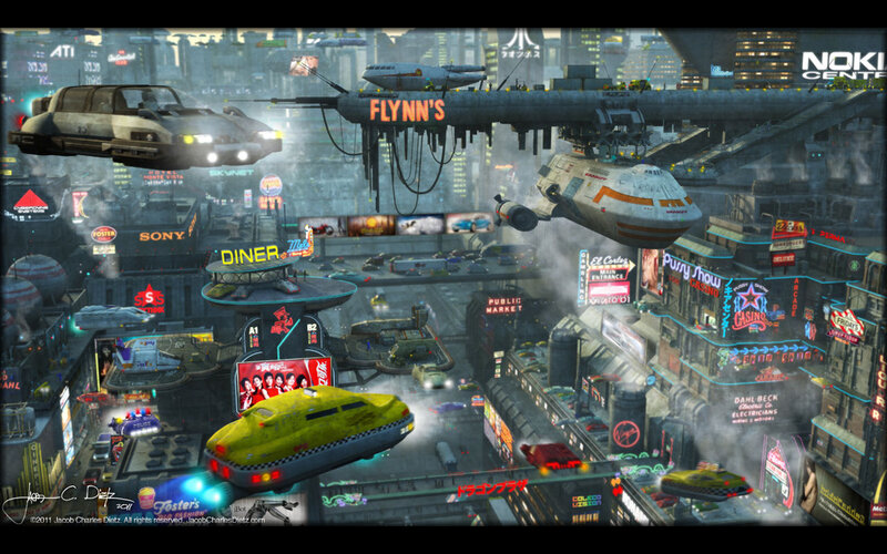 Flying Cars in City