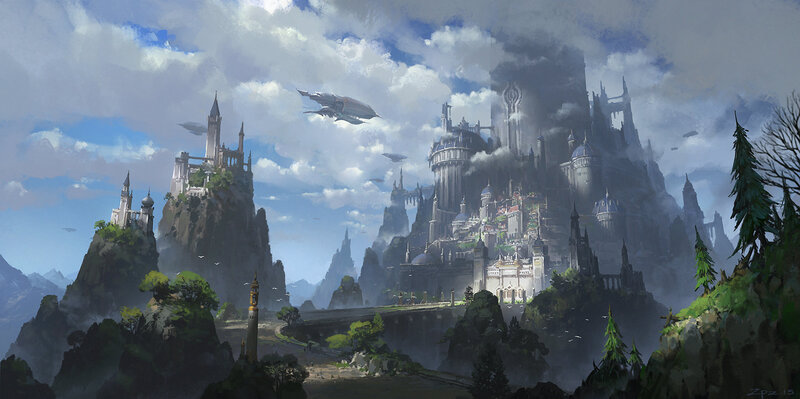 Flying Castle City — Blue