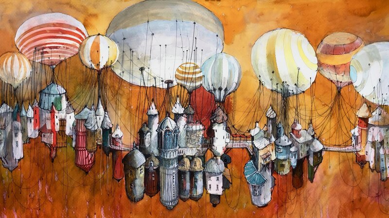Flying Castle City — Orange