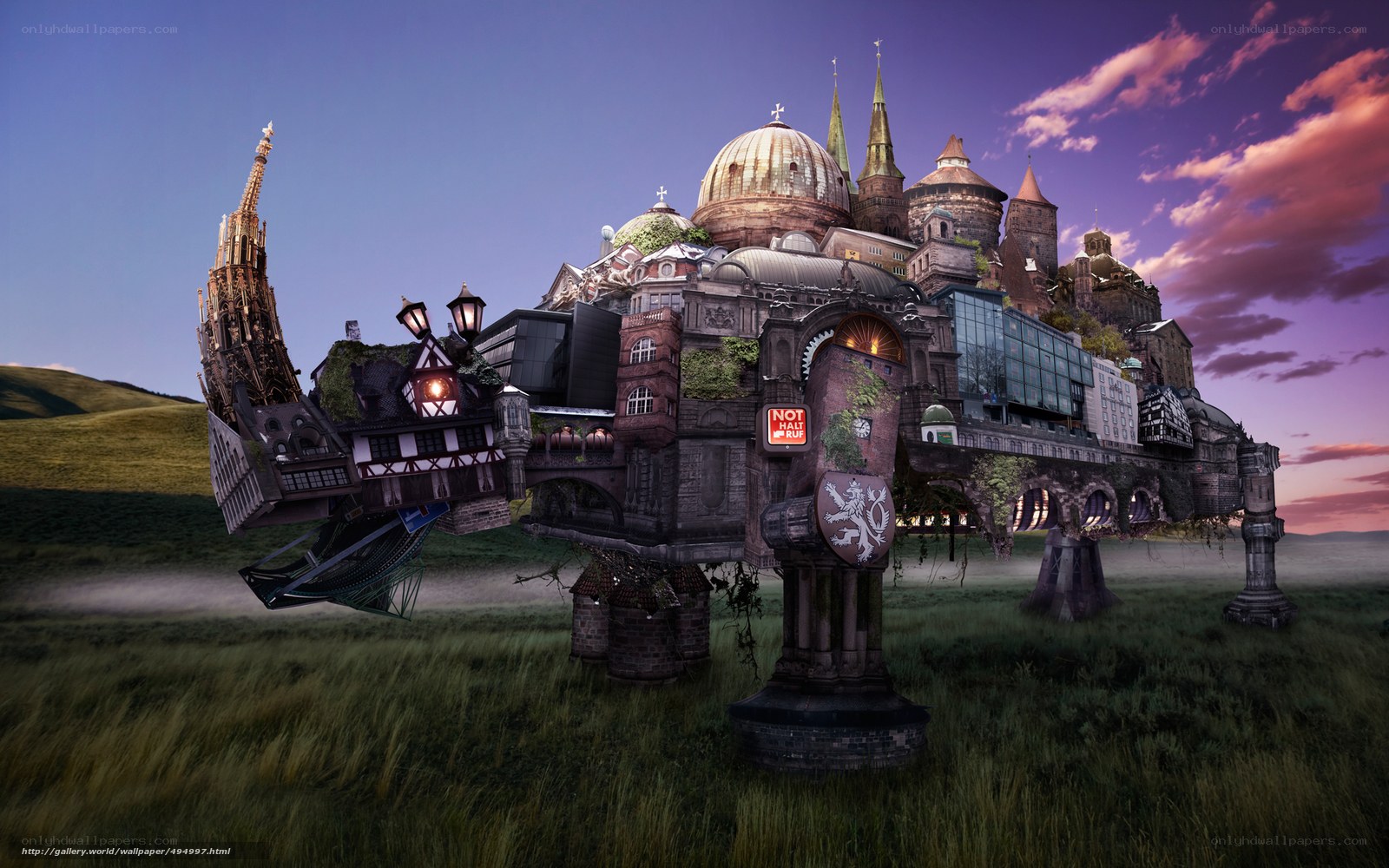flying castle collage