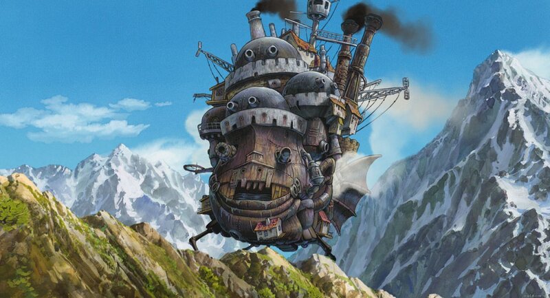 flying castle in mountains