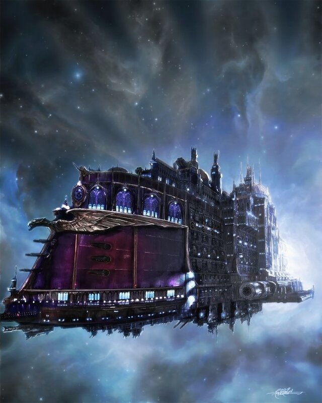 flying castle in space