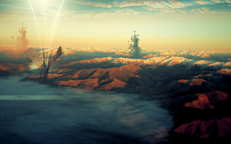 Flying Castle over Mountains — Orange
